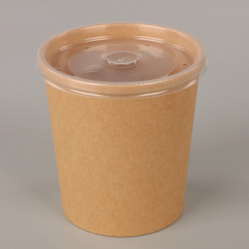 High Grade Disposable Kraft Paper Bucket Soup Bowl with Lid