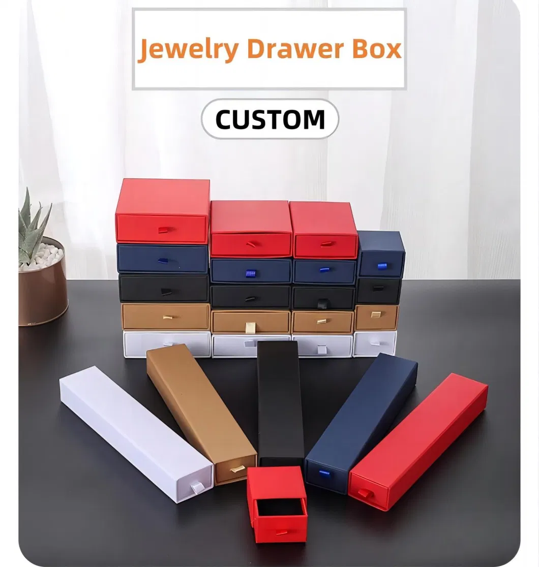 Rigid Cardboard Kraft Paper Jewelry Gift Watch Packaging Storage Drawer Box