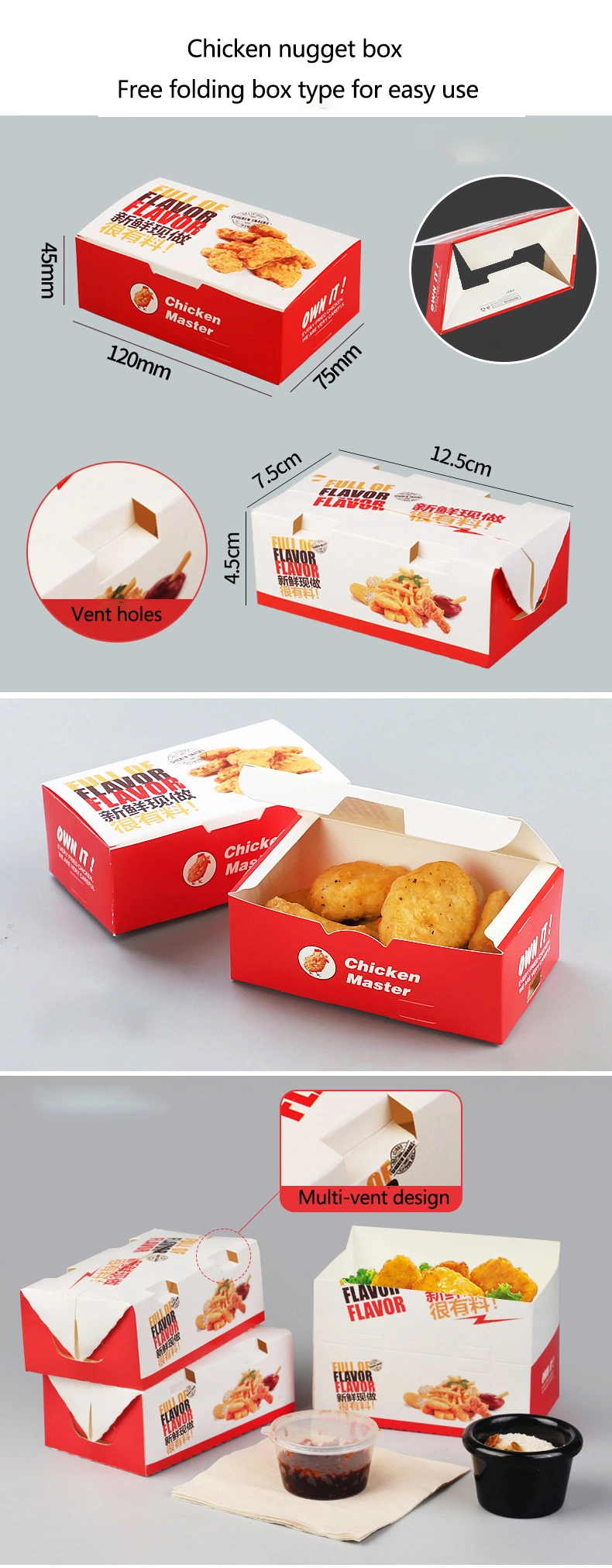 Degradable Takeaway Fast Food Packaging Food Container Paper Boxes Pizza Container Lunch Box Printing Book Service Puzzle Paper Box Burger Food Packaging