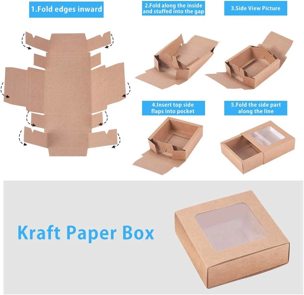 Kraft Paper Drawer Box Festival Gift Wrapping Boxes Soap Jewelry Candy Weeding Party Favors Gift Packaging Boxes - Brown