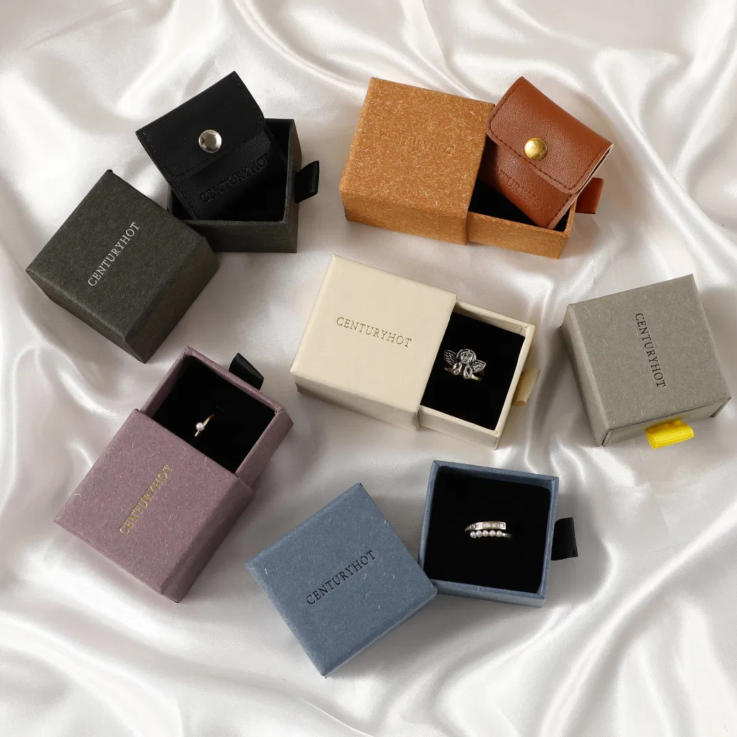 Low MOQ Customized Personalized Logo Ring Box Gift Box Paper Box Multi-Color Necklace Box Bracelet Box Jewelry Box with Sponge Pad Chic Small Jewelry