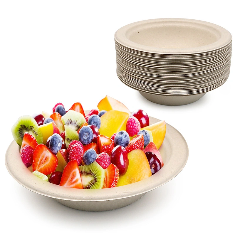 100% Compostable Disposable Bagasse Paper Plate Take-out Food Salad Packing Bowl (MT-115)