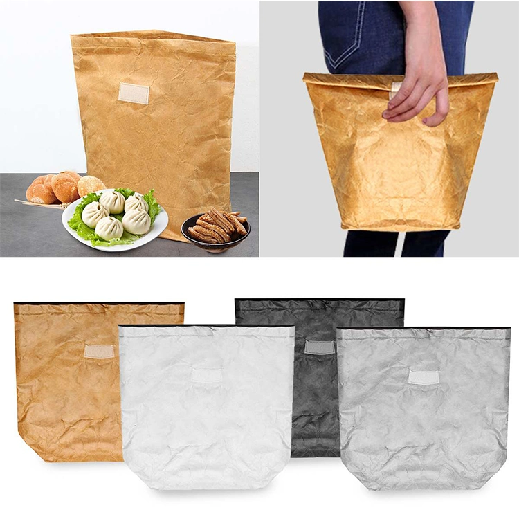 6L Brown Paper Reusable Durable Insulated Thermal Kraft Paper Tyvek Lunch Bag