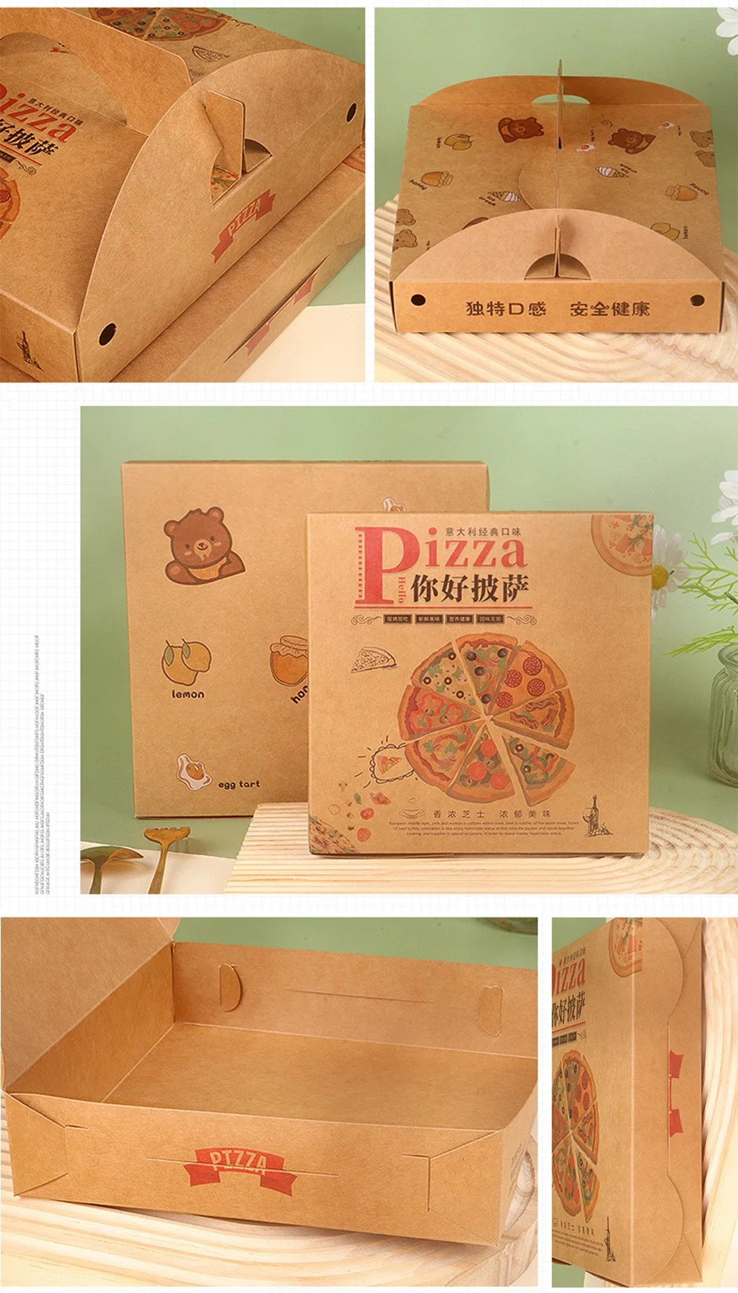 Yafeng Wholesale Cheap Custom Printed Personalised All Size 8-14 Inch Corrugated Kraft Paper Fries Pizza Box