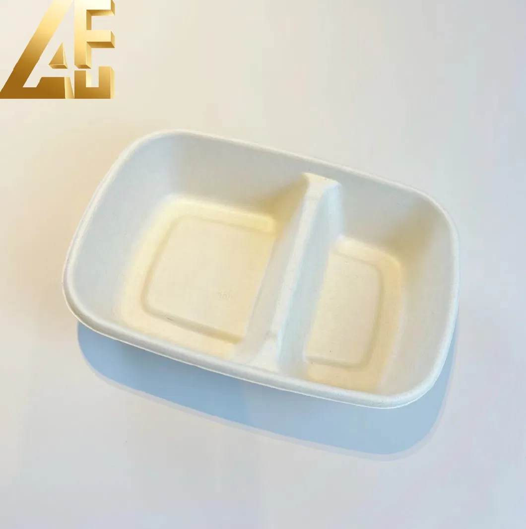 Biodegradable Disposable Takeaway Tableware Dinnerware Compostable Sugarcane Bagasse Pulp Paper Tray to Go Packaging Food Container Lunch Clamshell Box