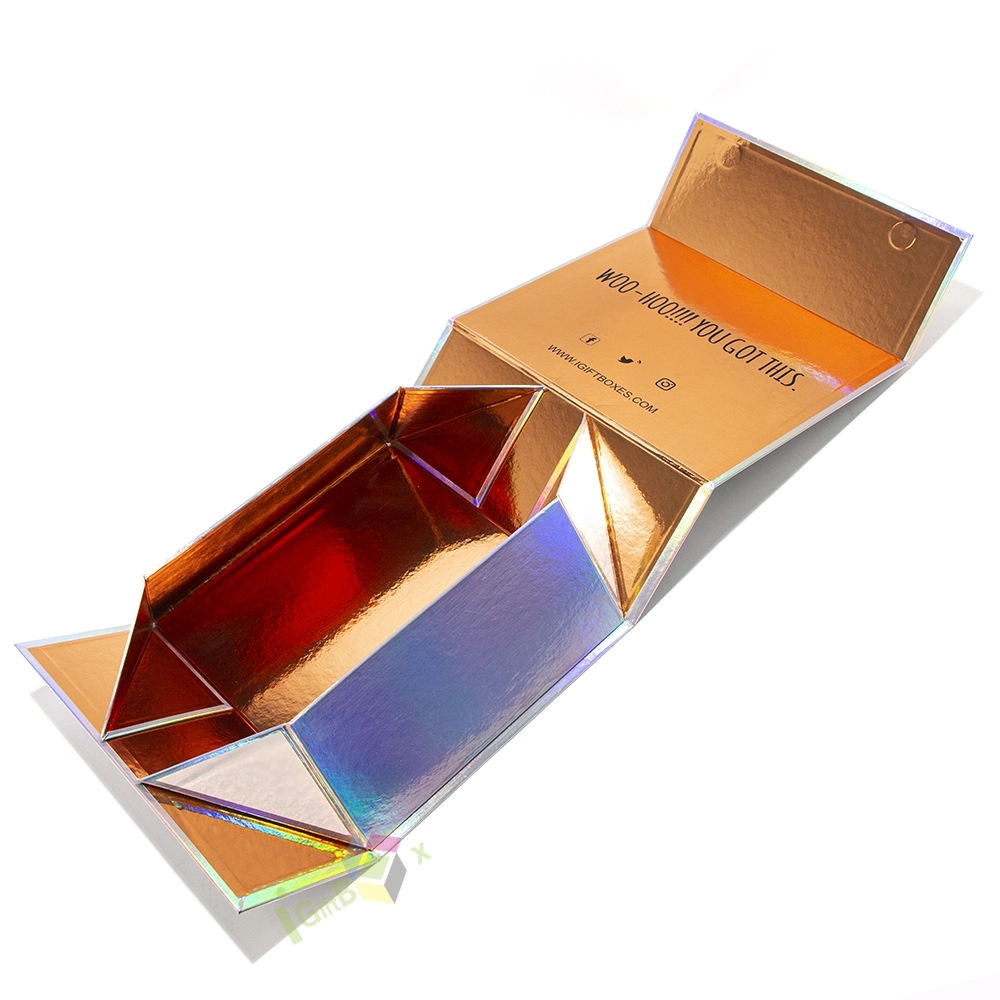 Custom Sliding Slide Paper Cardboard Iridescent Hologram Holographic Drawer Caixa De Presente Caja De Regalo Box Packaging Drawer Gift Paper Box