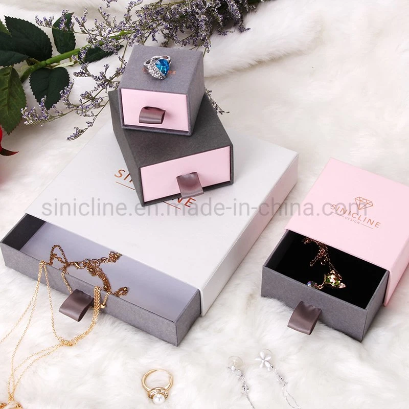 Sinicline Custom Full Set of Packaging Pink Paper Gift Packaging Jewelry Box