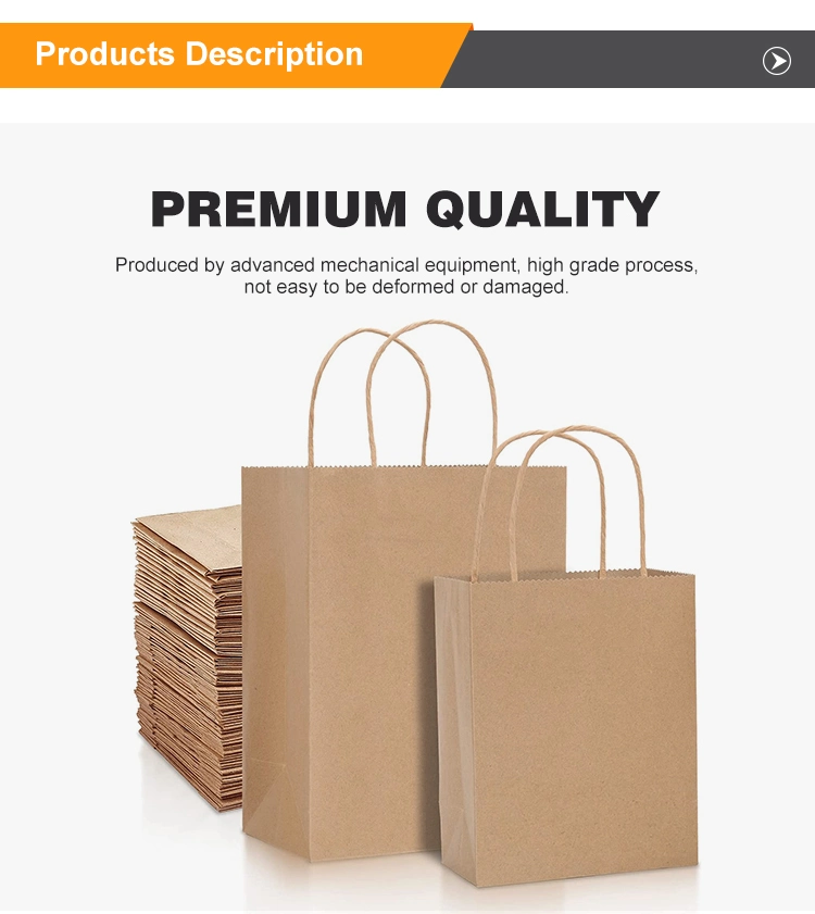 Custom Size Colorful Cheap Large Brown Kraft Gift Bags Paper Shopping Bags with Handles