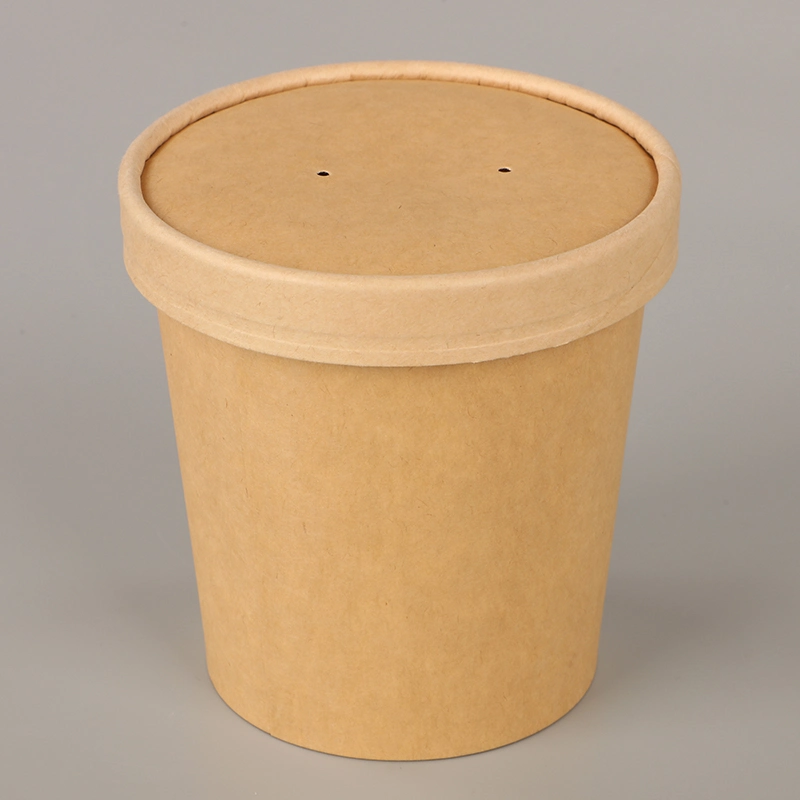 High Grade Disposable Kraft Paper Bucket Soup Bowl with Lid