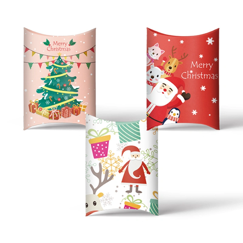 Free Sample Custom Printing Christmas Candy Pillow Paper Boxes Packaging New Fashion Design Biscuit Creative Gift Box