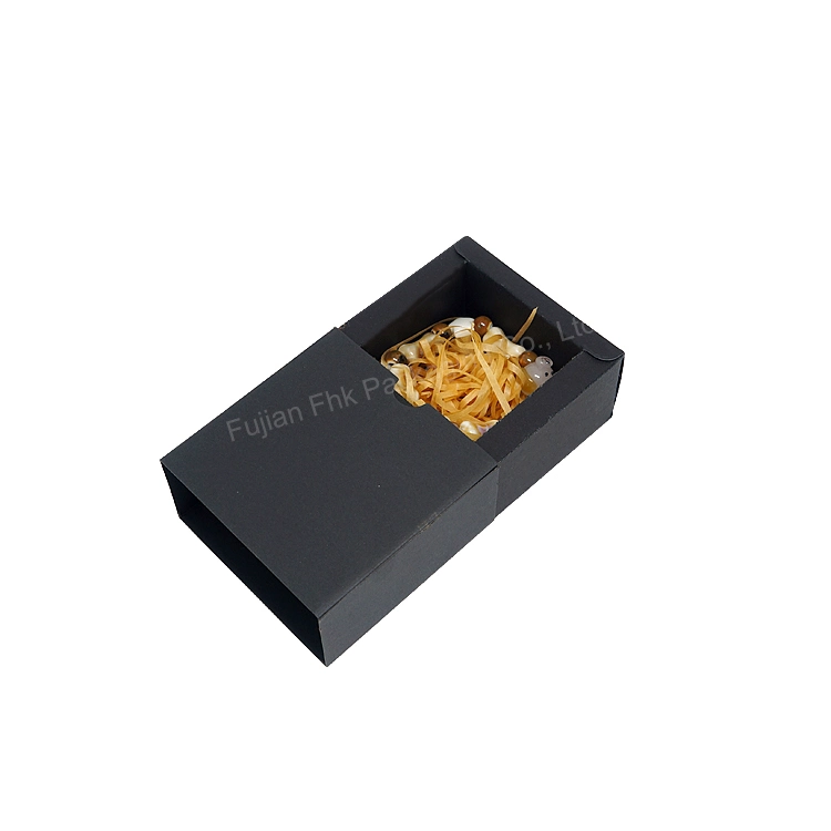 Customized Drawer Gold Leaf Flower Decoration Black Luxury Cardboard Paper Packaging Box Small Cheap Jewel Case Gift Perfume