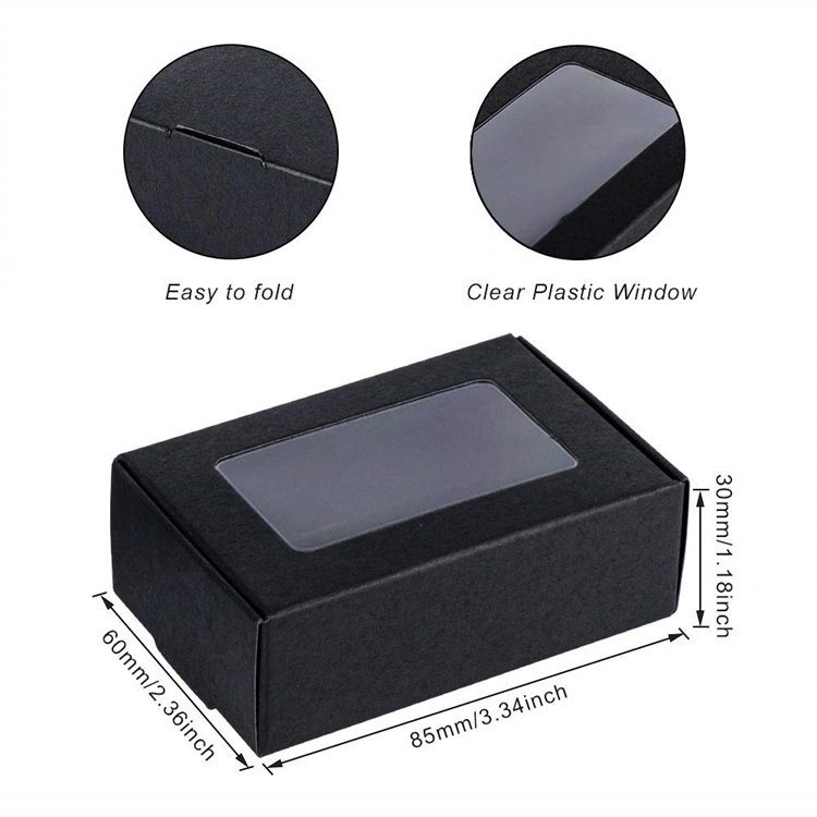 Customized Rectangle Present Packaging Box Treat Box Mini Kraft Paper Box with Window