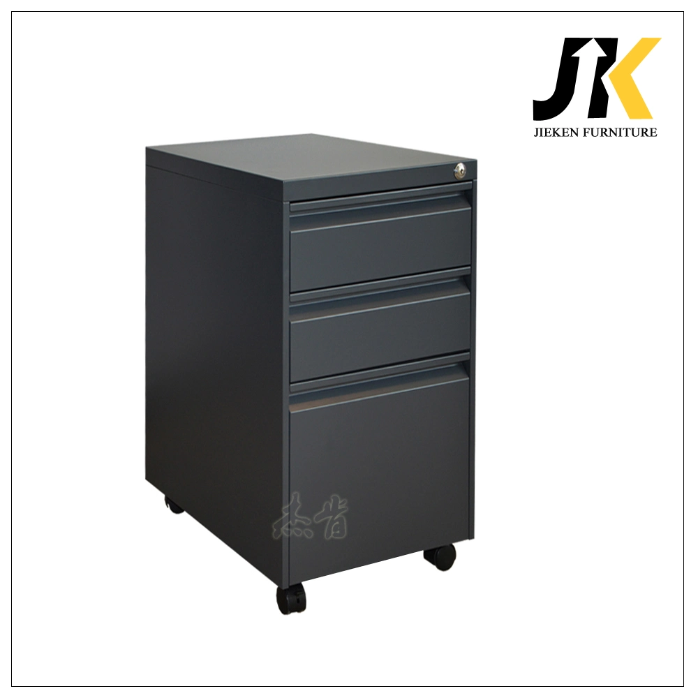 White Lockable 3 Drawer Vertical Movable Cabinet with Casters