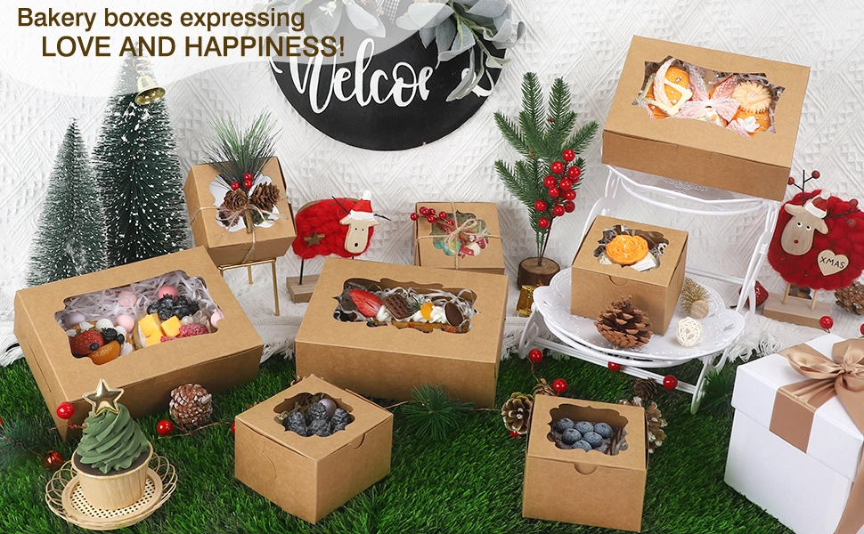 Wholesale Bakery Box Pastry Bread Cake Pies Cupcakes Muffins Kraft Boxes