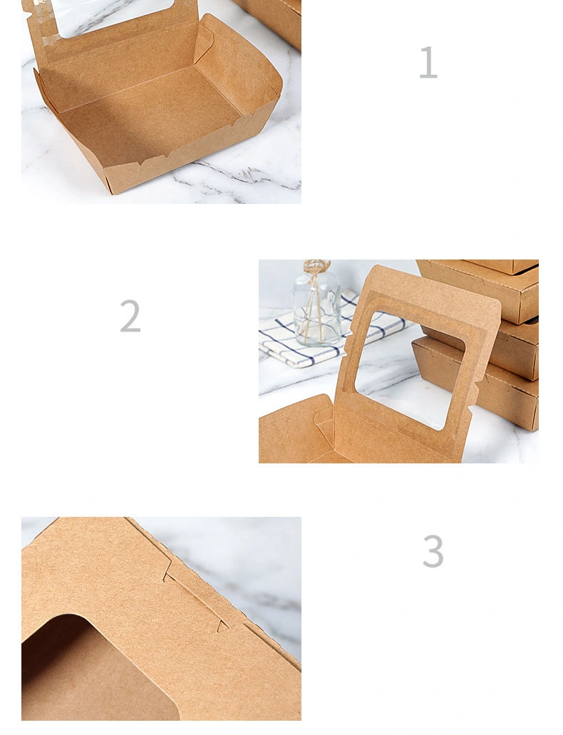 Window Kraft Paper Packing Box Disposable Salad Box Takeout Food Box Fruit Paper Box Sushi Box Light Bento Box