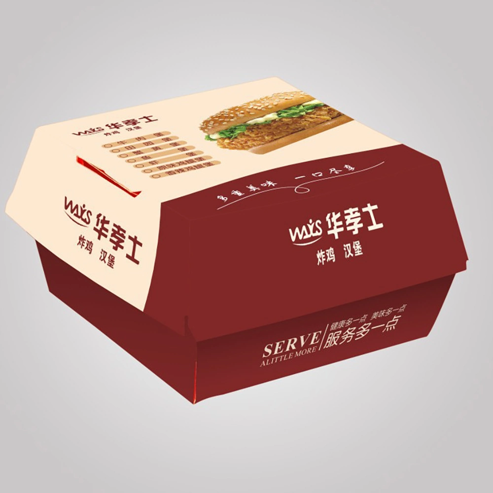 Factory Promotion Paper Burger Box Standard Size for Cardboard Paper Hamburger Box