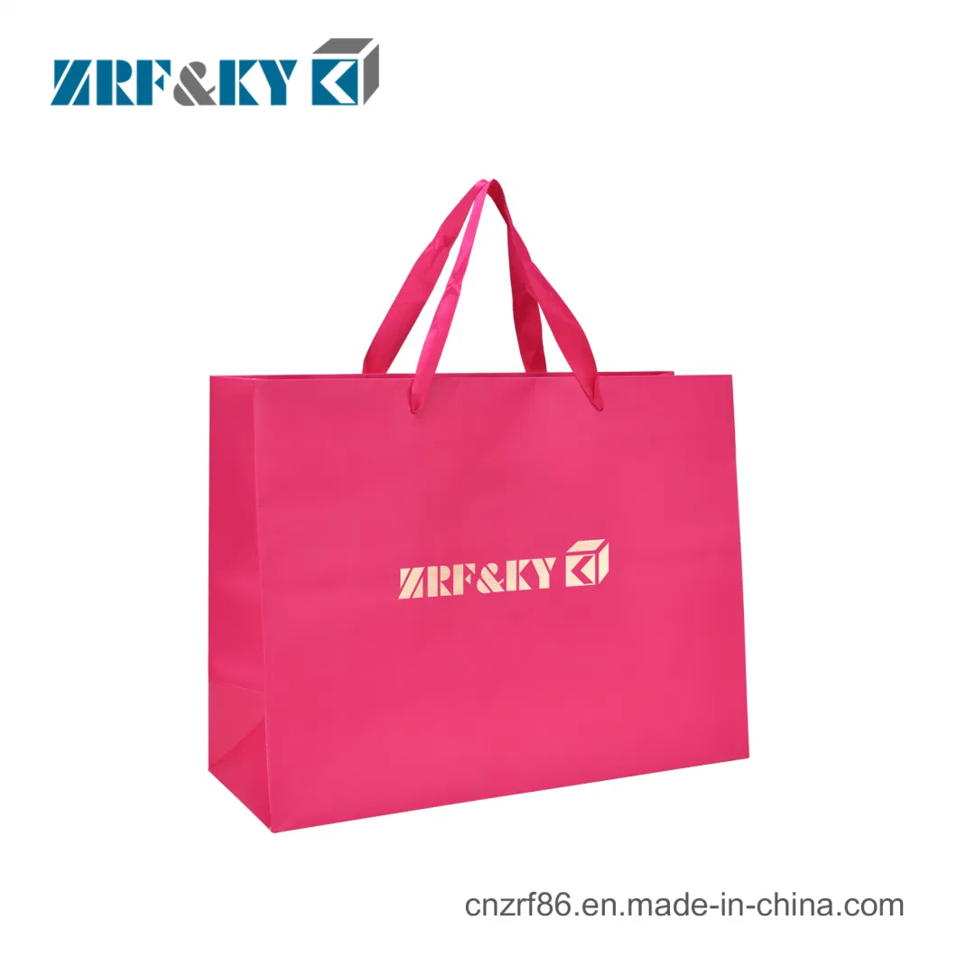 Custom Printed Fashion Cardboard Paper Shopping Bags with Ribbon Handles