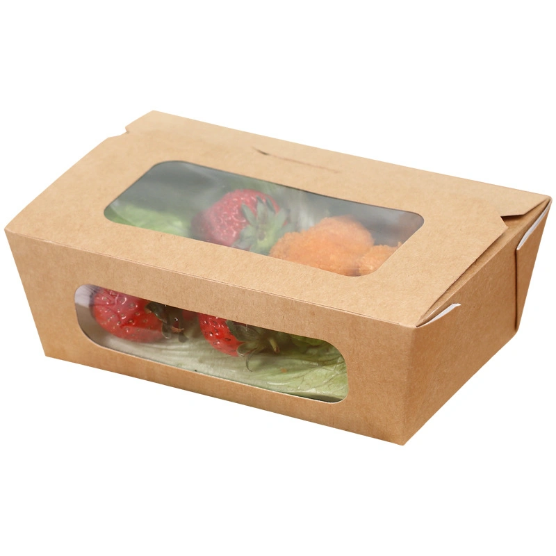 Sandwich Cake Food Box in Kraft Paper with Plastic Window