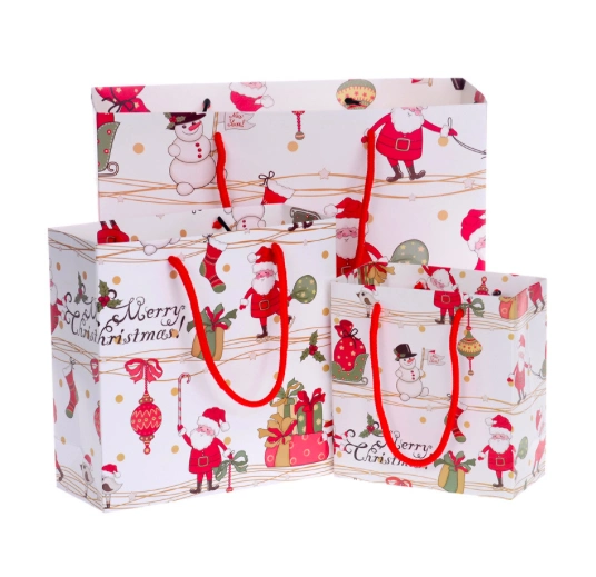 OEM Customise Print Colorful Small Christmas Paper Gift Bag