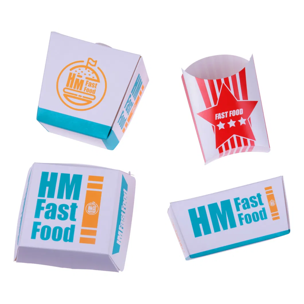 Customized Green Food Grade FSC Cardboard Paper Burger Box Food Container for Fast Food