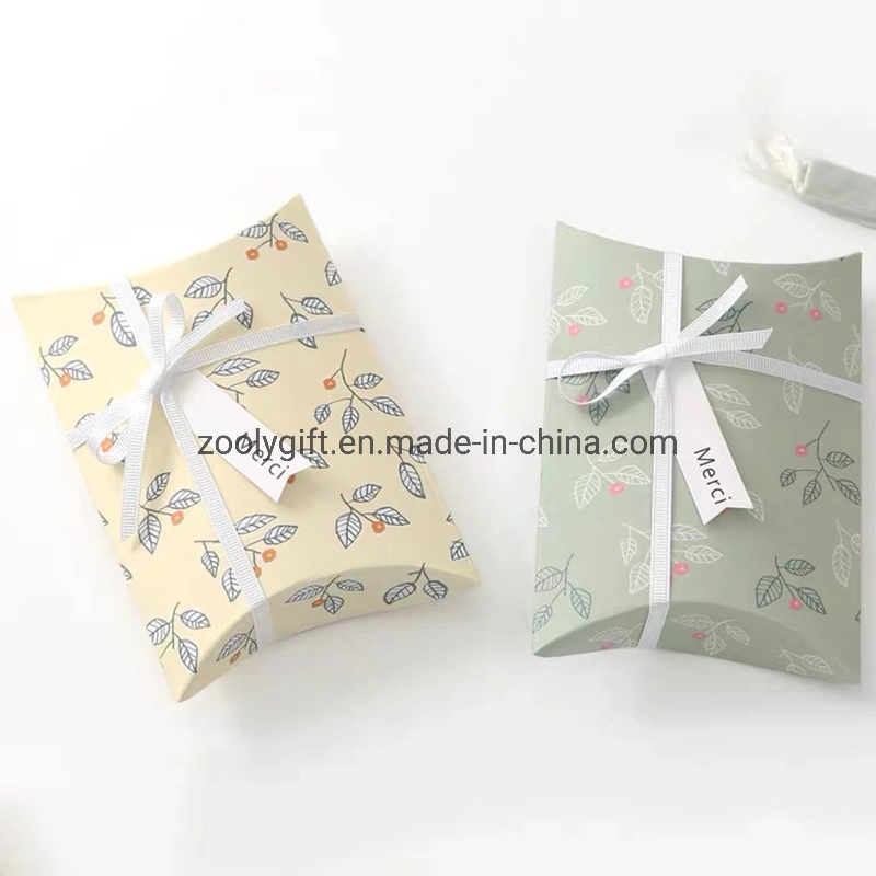 Custom Pillow Shape Package Boxes Candy Cake Boxes Wedding Birthday Party Decorations Box Mini Candy Paper Gift Packaging Box Kraft Paper Gift Box