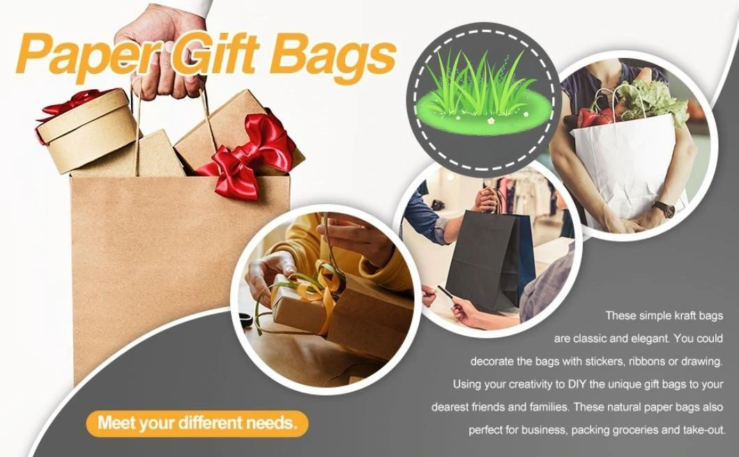 120g Recycled Brown Kraft Paper Gift Bags with Handles for Shopping, Retail, Merchandise (13&quot;L X 7&quot;W X 17&quot;H)