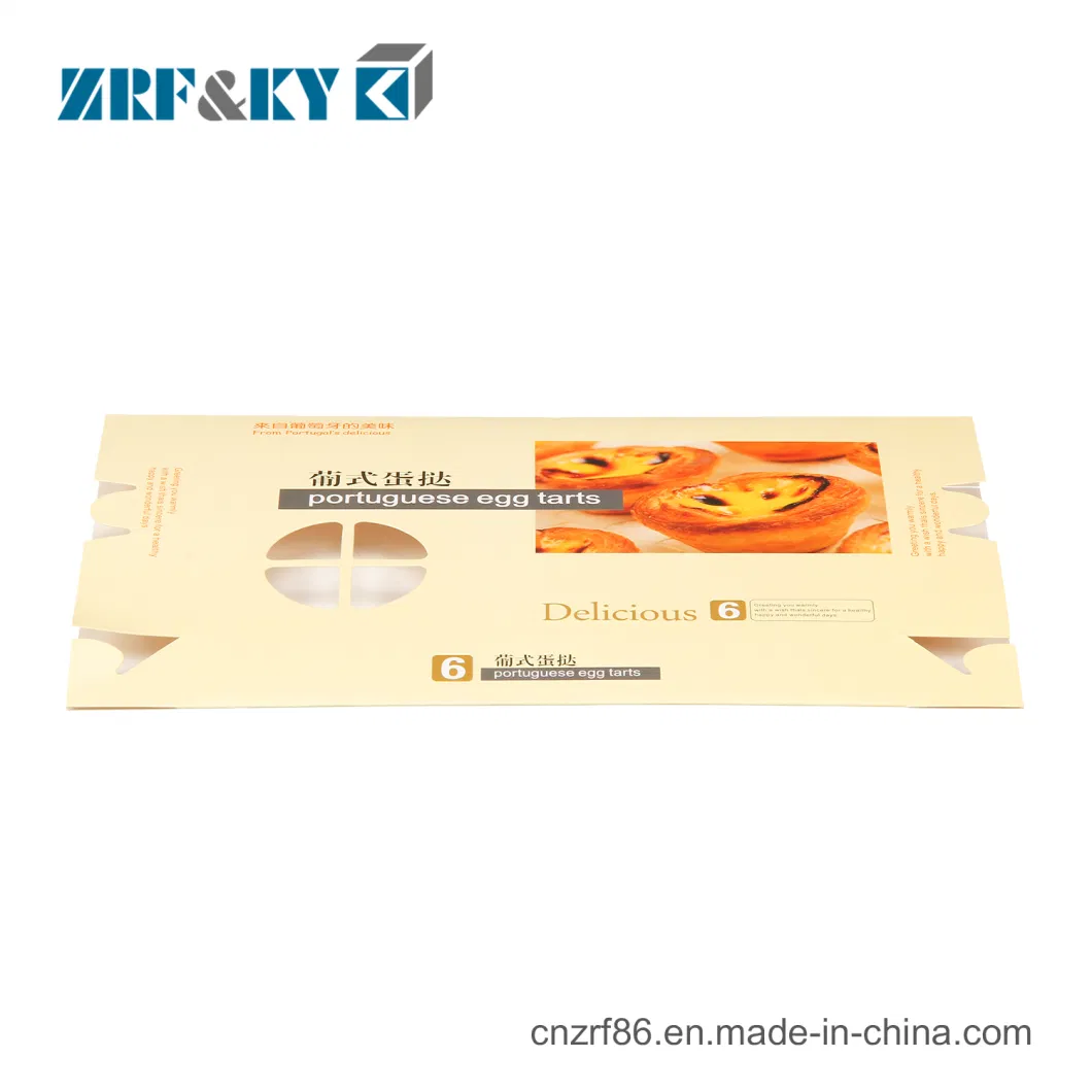 Custom Printed Foldable Egg Tarts/Pineapple Pie/Cake Egg Yolk Crisp/Biscuits Dessert Baking Cookies Thick White Paper Cardboard Packaging Box