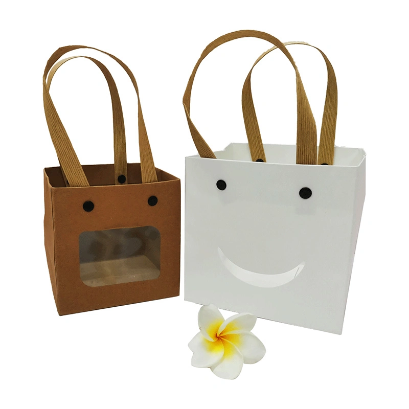 Wholesale Tote Paper Party Craft Bag Christmas Small Brown Kraft Paper Gift Bag with Clear Window