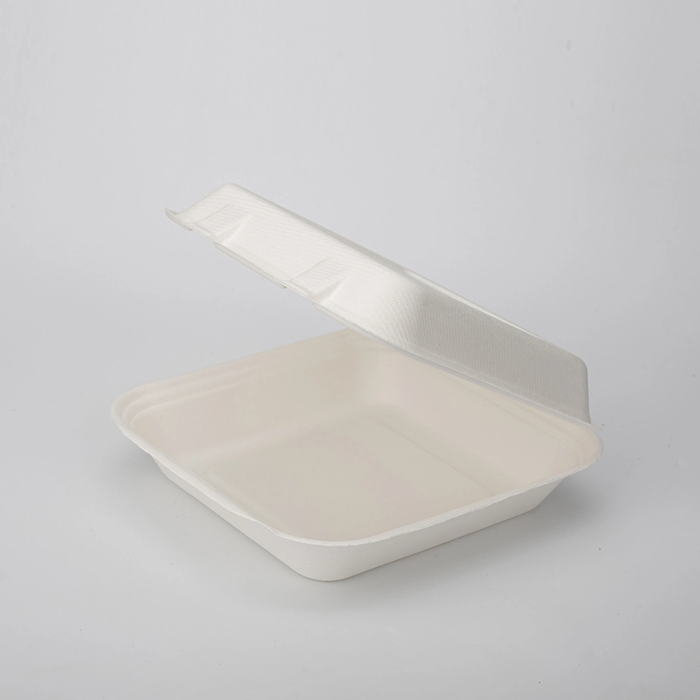 8&quot; X 8&quot;/9X9 Compostable Clamshell Takeaway Lunch Box for Restaurant, Party