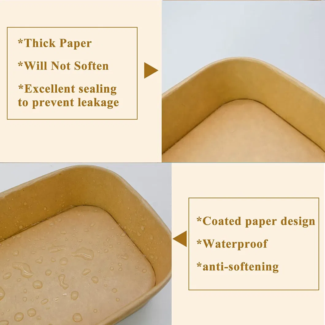 Eco Friendly Kraft Paper Packaging Disposable Food Box with Clear Plastic Lid