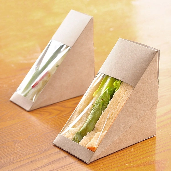 Custom Food Grade Hamburger Bakery Bread Paper Triangle Packaging Sandwich Box