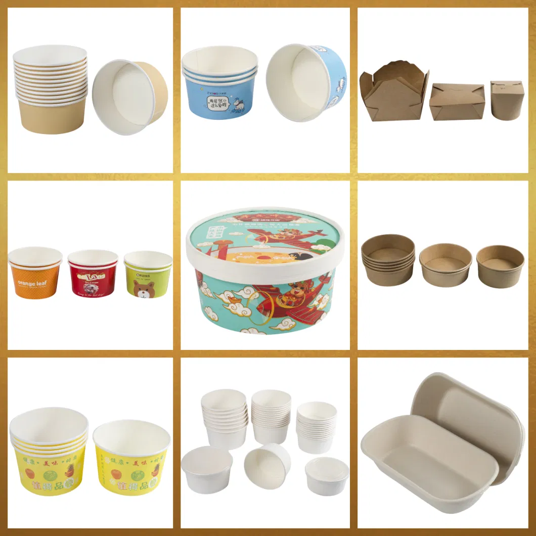 Wholesale Paper Disposable Plate Bowls Noodle Soup Salad Fruit Paper Cup Bowls Kraft Manufacturer