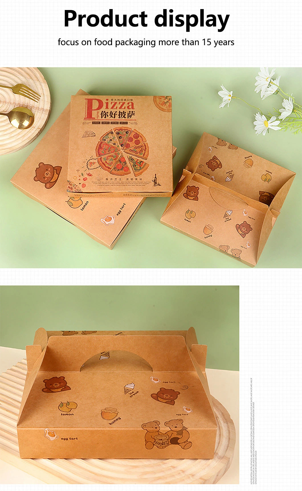 Yafeng Wholesale Cheap Custom Printed Personalised All Size 8-14 Inch Corrugated Kraft Paper Fries Pizza Box