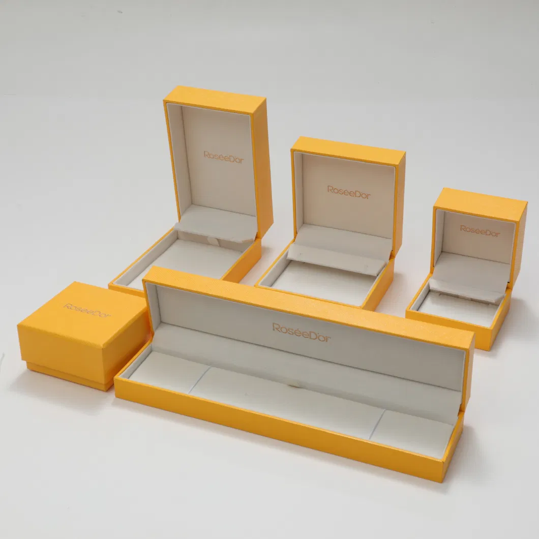 Excellent Yellow Color Leather Paper Hinge Gift Jewelry Packaging Box Wholesale