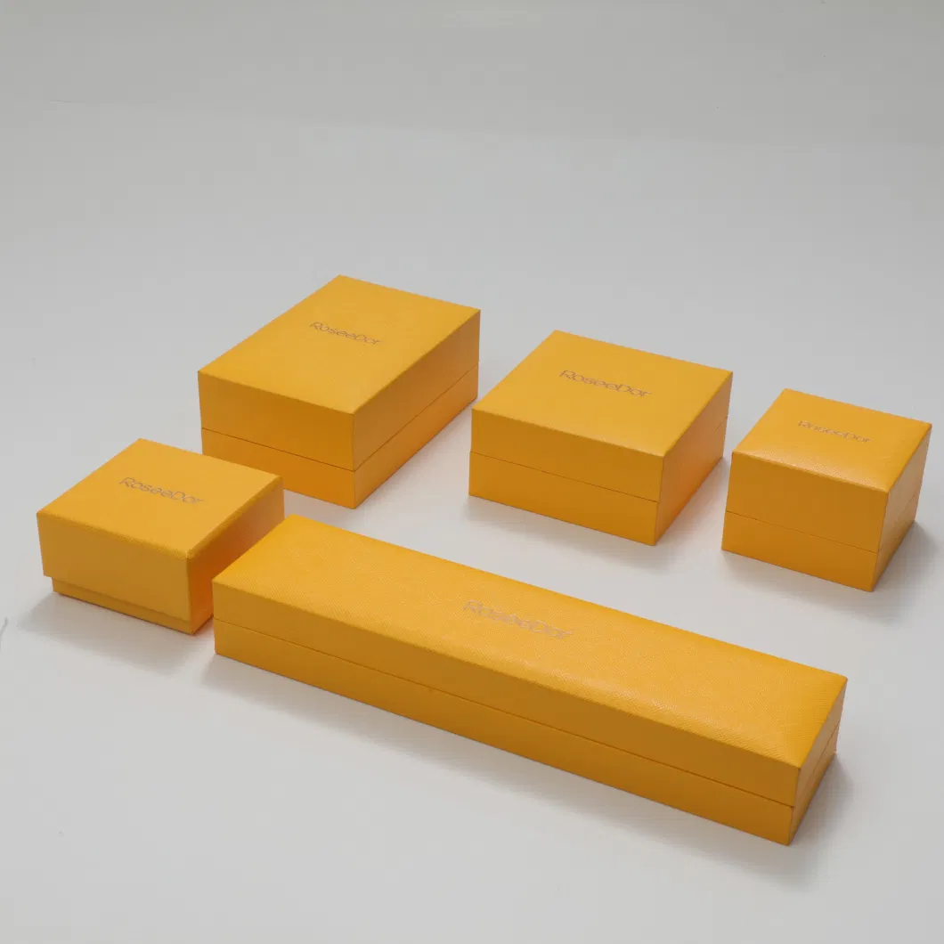 Excellent Yellow Color Leather Paper Hinge Gift Jewelry Packaging Box Wholesale