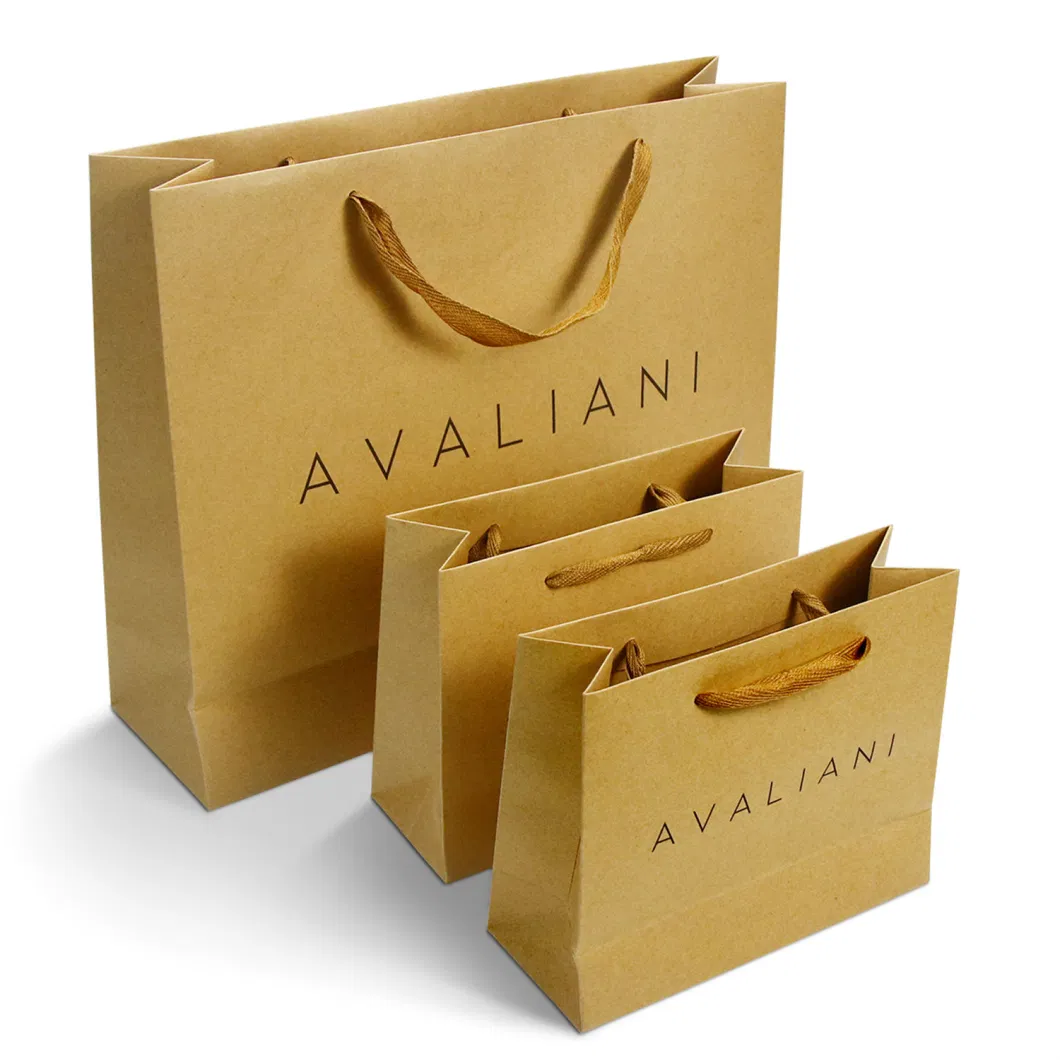 Custom Logo Paper Packaging Brown Gift Craft Shopping Kraft Paper Bags with Handles