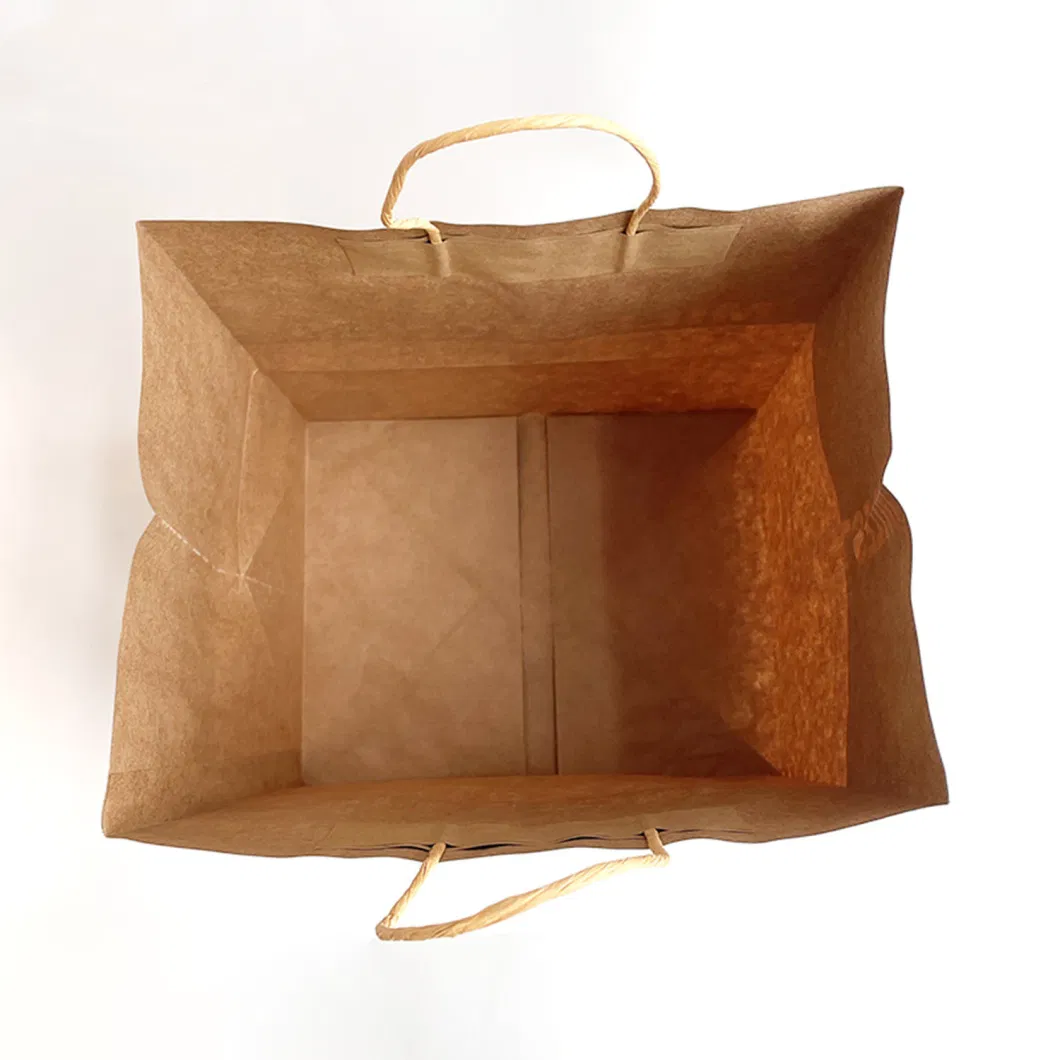 Wholesale Custom Packaging Brown Kraft Paper Bag for Pizza Shopping Bags Takea Way Extra Large Wide Base Bottom