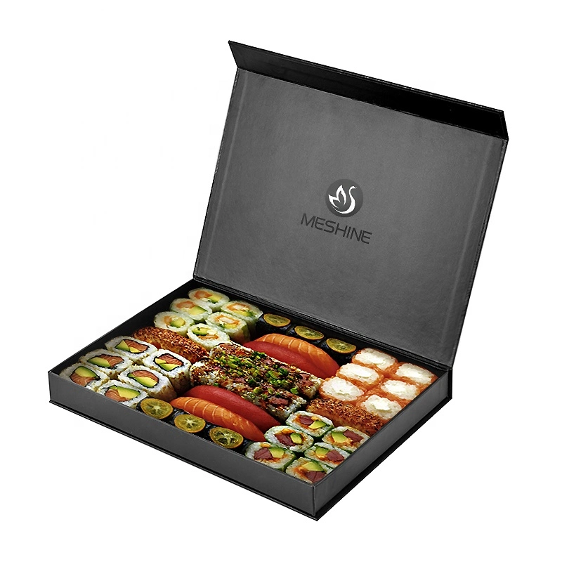 Sushi Packaging Box Container with Window Black Inside Cajas PARA Sushi Disposable Takeaway Food Paper Box for Sushi