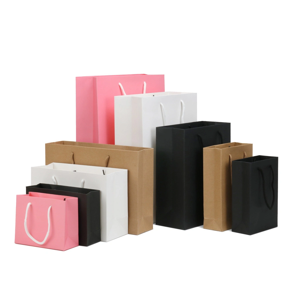 Wholesale Custom Brown White Gift Craft Kraft Shopping Paper Bags with Handle