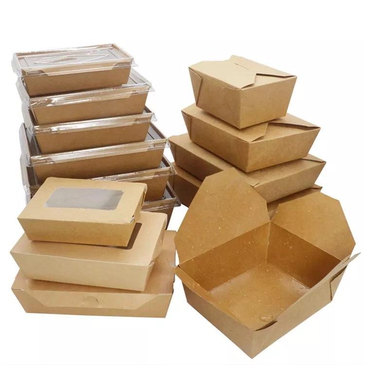 Food Packing Box Disposable Kraft Packing Burger Box with Custom Printed Hamburger Box