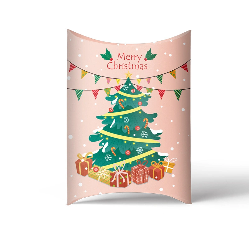 Free Sample Custom Printing Christmas Candy Pillow Paper Boxes Packaging New Fashion Design Biscuit Creative Gift Box