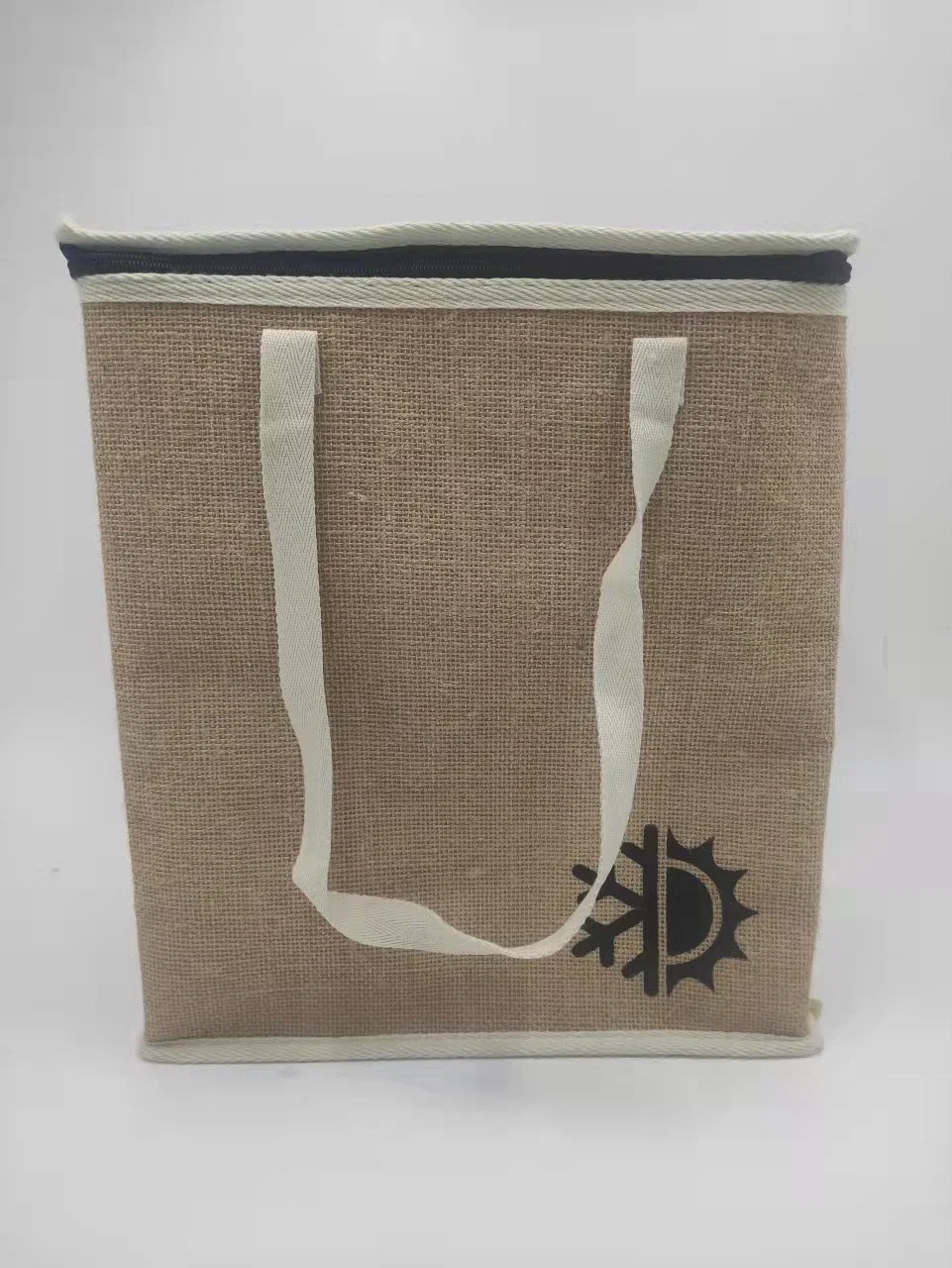 Custom Unisex Outdoors Travel Picnic Linen Brown Lunch Bag Cooler Bag