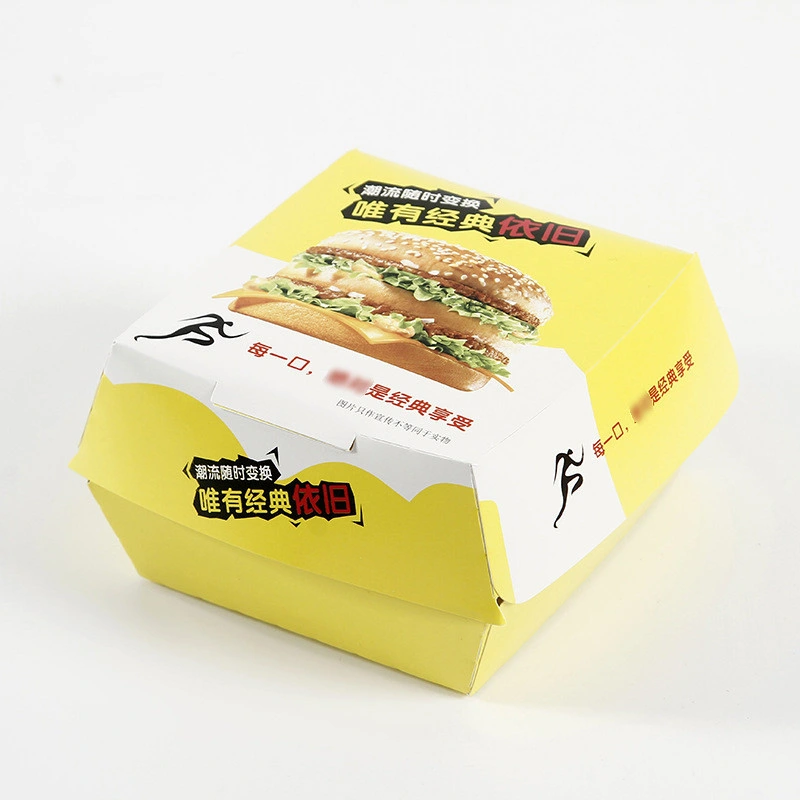 Customized Eco Friendly Recyclable Food White Cardboard Paper Burger Box