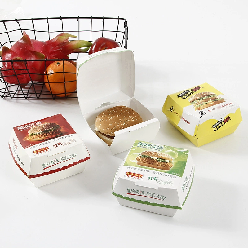 Customized Eco Friendly Recyclable Food White Cardboard Paper Burger Box