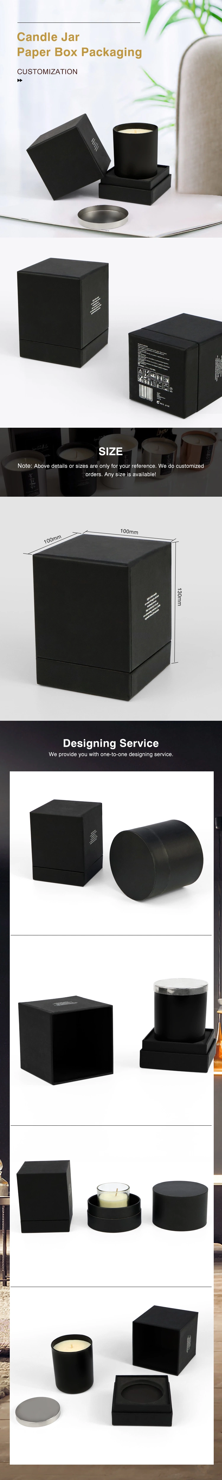 Firstsail Simple Design Luxury Logo Printed 2 Piece Rigid Black Paper Cardboard Custom Candle Jar Gift Storage Packaging Box for Cosmetic Makeup Product Perfume