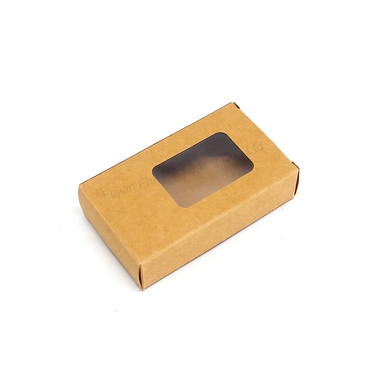 Biodegradable Kraft Paper Box with Window Simple Tuck Paper Packaging Custom Soap Display Box