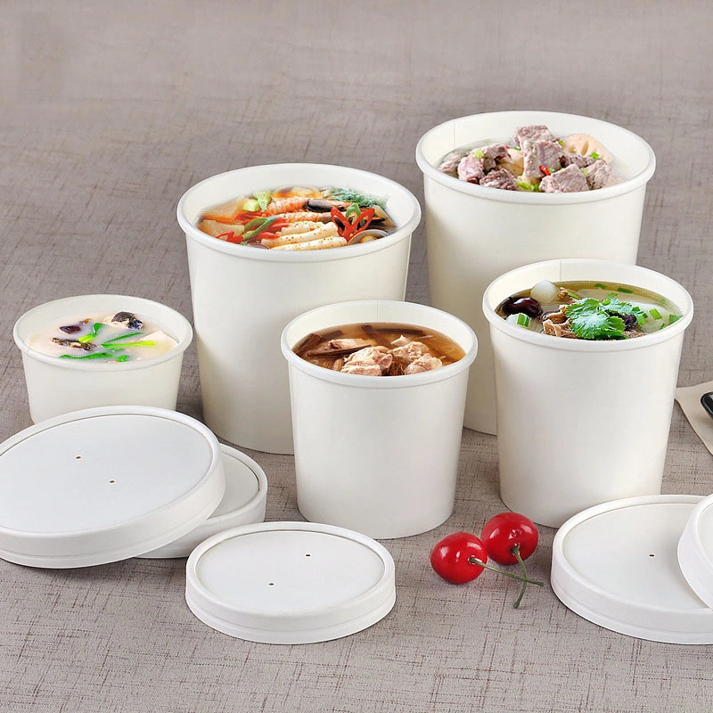 Custom Disposable Food Packing Container Kraft Paper Soup Cup Bowl