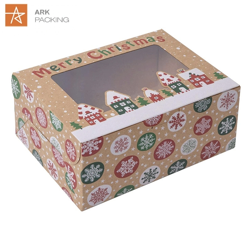 Custom Christmas Wedding Birthday Party Gift Boxes Children Gift Box Cute Cookies Box Paper Box with Transparent Window for Candy Chocolates Biscuits Truffles