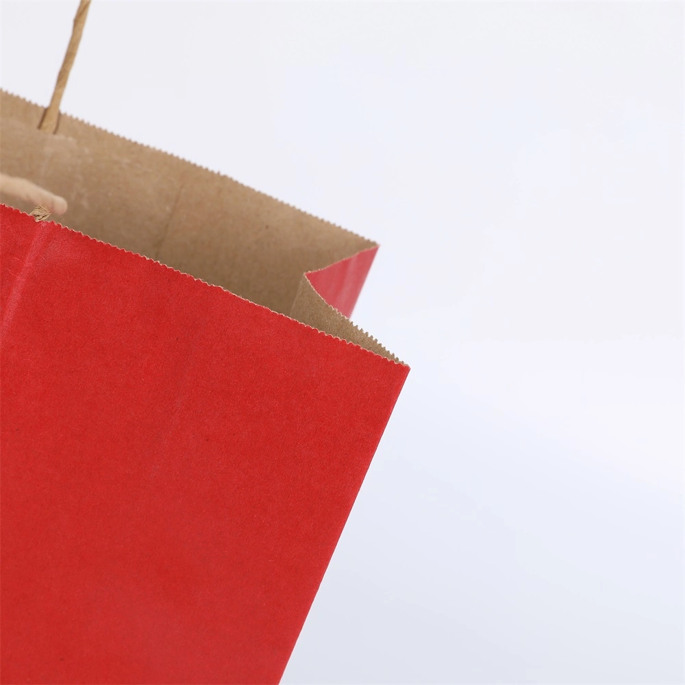 Customized Red Gift Bags Large Kraft Paper Bags with Handles