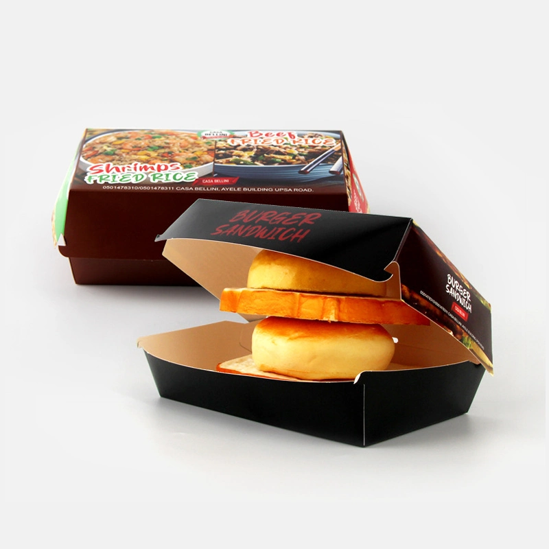 High Quality Disposable Burger Box for Fast Food Packaging Takeaway Hamburg Food Container Paper Box